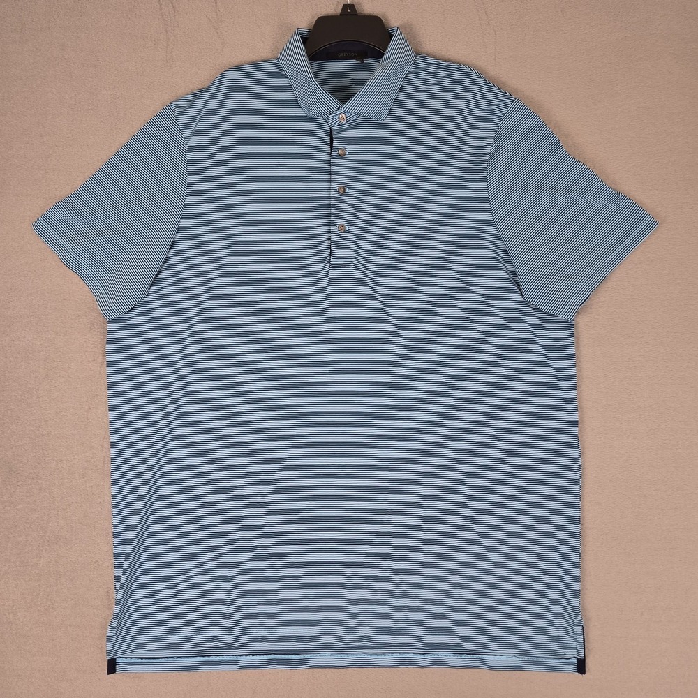 Greyson Polo Shirt Mens 2XL Blue Striped Golf Performance Short Sleeve‎